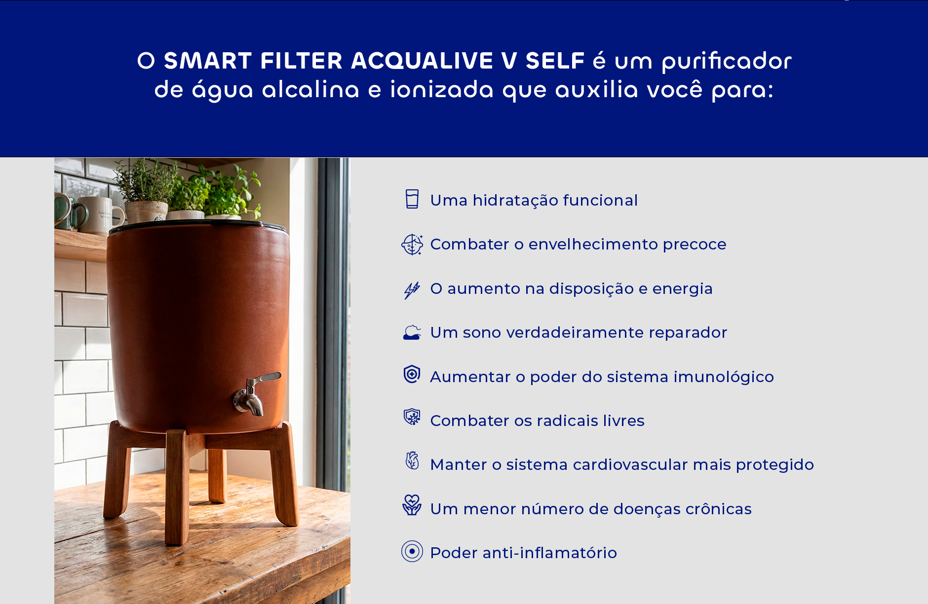 Descrição visual do purificador Acqualive Terracota 6